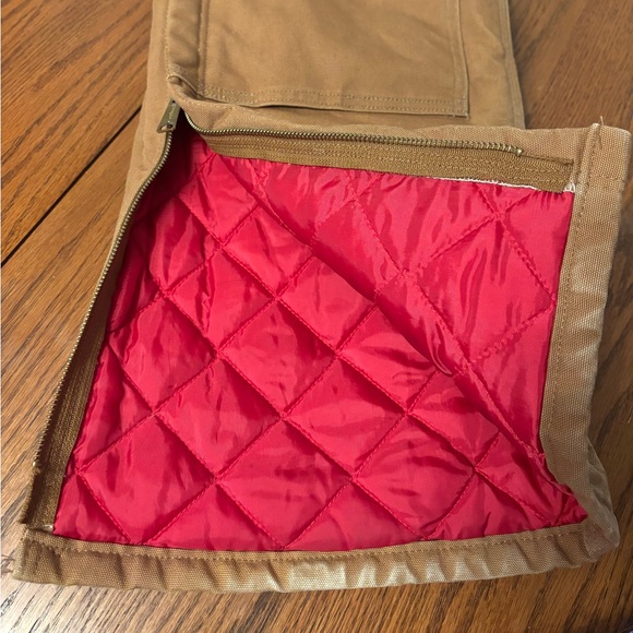 VTG Carhartt duck bib overalls canvas quilt lined brown men's XS double knee - Picture 7 of 7